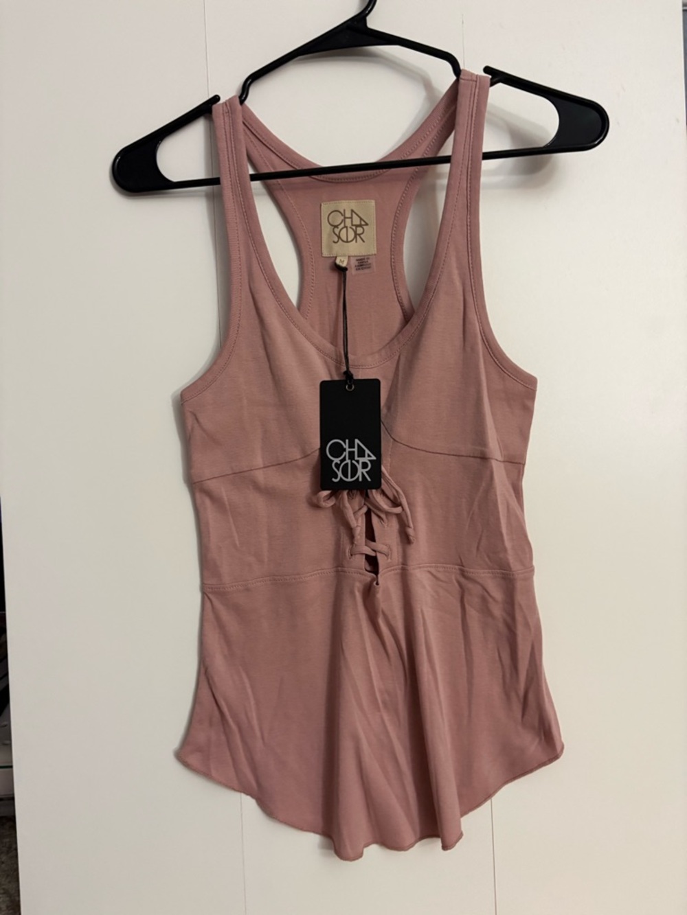 Chaser nwt Dusty Rose Lace-Up Racerback Tank